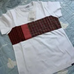 familiar Tシャツ 130 ホワイト/チェック柄