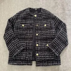 ツイード ノーカラージャケット