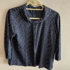 ネイビー ドット柄 シャツ Lサイズ