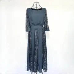 GIRL レース＆シフォンプリーツロングフレアパーティードレス 結婚式