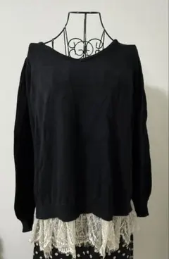 osharewalker ブラック　カットソー　ニット