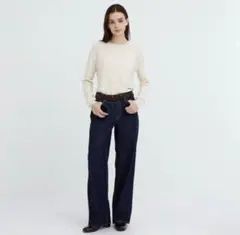 UNIQLO バギージーンズ ローライズ ネイビー 21