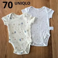 ユニクロベビー総柄半袖ロンパース肌着 70 UNIQLO Baby