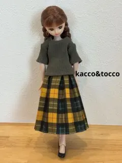 No.3780 ハンドメイド22cmドール服 2点セット（ピアス付き）