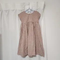 ペアマノン チェック柄 半袖ワンピース 120cm