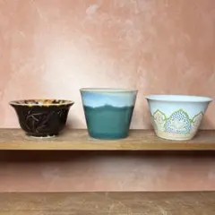 062105 다육 식물 화분, 3개 세트, 미니 화분, 도자기 화분, 분재 분재 화분, 모스볼 화분