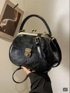 ヴィンテージ風 ブラック ハンドバッグ