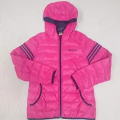 adidas ピンク フード付き ダウンジャケット