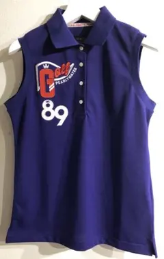 訳有 新品 日本製 パーリーゲイツ ノースリーブ ポロシャツ ロゴ刺繍 0 紫