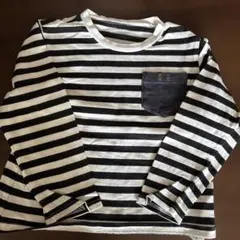 GITA 長袖カットソー 120cm 黒白ストライプ