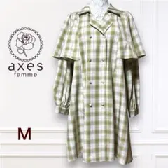 【美品】axes femme ダブルブレストケープワンピース　チェック　Ｍ