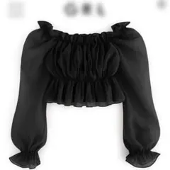 GRL グレイル オーガンジーフリルトップス[tu771] 黒 F