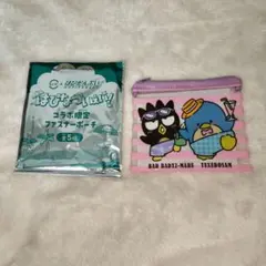 スシロー×はぴだんぶい　コラボ限定ファスナーポーチ　バッドばつ丸　タキシードサム