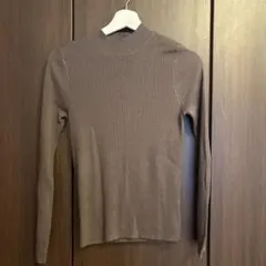 ジーユー　ブラウン リブ編み 長袖ニット S