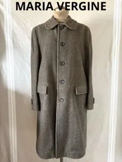 【美品】MARIA VERGINEステンカラーコート★ネップ入りヘリンボーン