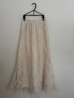 NICE CLAUP花柄レース ロングスカート アイボリーのサムネイル