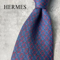 HERMES ネクタイ エルメス 馬蹄 ホースシューズ ネイビー シルク