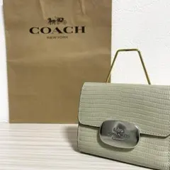 早い者勝ち！訳あり新品 COACH リザード柄 三つ折り財布 カーキ