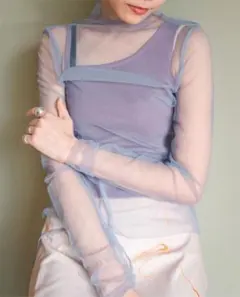 See Through Tops Blue purple MARTE