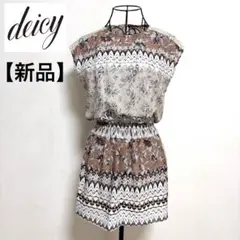 【新品タグ付】deicy　ノースリーブチュニックブラウス　レース刺繍花柄　日本製のサムネイル