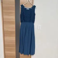 ネイビー レースドレス ノースリーブ