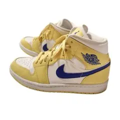 NIKE ナイキ　エアジョーダン1ミッド　24cm イエロー　パープル