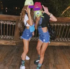 ZARA サロペット　ダメージ　デニムショートパンツ