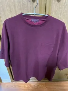 ETELIO バーガンディ Tシャツ ポケット付き