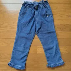 デニムブルー フリル付きロングパンツ 140cm