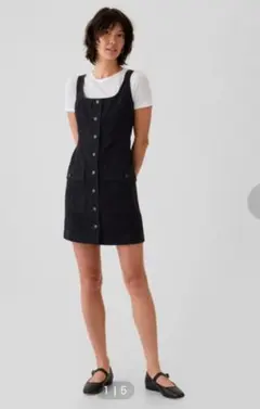 GAP ギャップ デニムサロペットワンピース ブラック Sのサムネイル