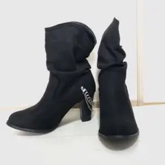 【未使用品】SHEIN フェイクスエードブーツ 黒 サイズ38
