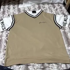 DEFECTIVESTRUCT VネックTシャツ LL ベージュ