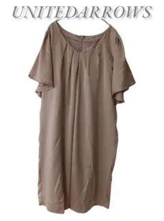 UNITEDARROWSユナイテッドアローズ膝丈ワンピース半袖ベージュ無地