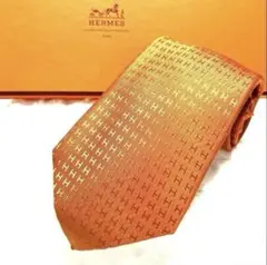 極美品 エルメス ネクタイ ハイブランド H柄 ファソネ 光沢 希少 ジャガード