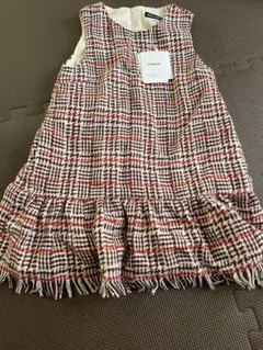 BeBe 110cm チェック フリンジ ジャンパースカート　べべ　ワンピース