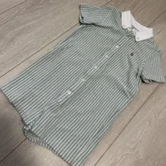 Ralph Lauren 緑と白のストライプロンパース 80