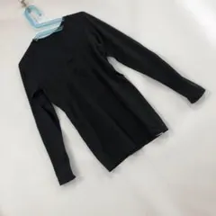 長袖Tシャツ ブラック クルーネック ストレッチ シンプル Lサイズ シンプル