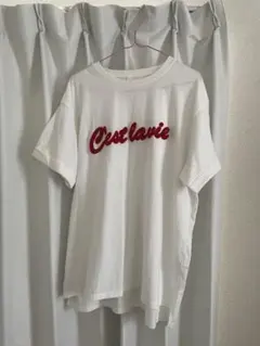 【coca】サガラ刺繍 立体赤ロゴTシャツ Lサイズ 白 体型カバー ゆったり