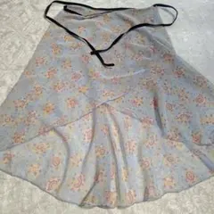 手作りバレエ用巻きスカート 花柄 ブラック紐