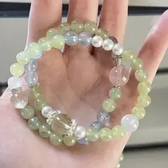 シトリン・アクアマリン入り 二連天然石ブレスレット