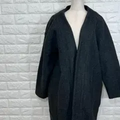 AZUL BY MOUSSY ノーカラーロングコート M チャコールグレー