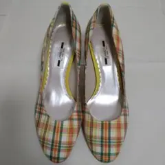 チェック柄 ハイヒール 7cm