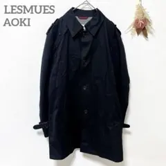 LESMUES　トレンチコート　メンズ　M　黒　綿混　オフィカジ　フォーマル