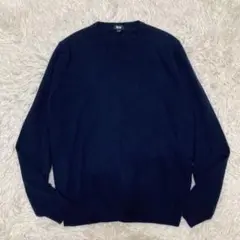 【良品】UNIQLO メンズ　カシミヤ　セーター　Vネック　M 濃紺