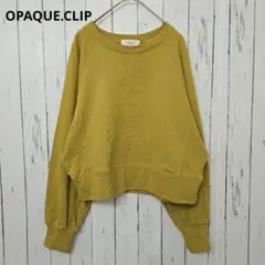 オペークドットクリップ　クルーネック　ショート丈 プルオーバー　からし色