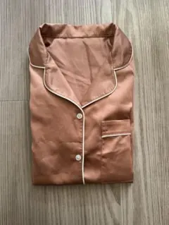 GU サテンパジャマ 長袖 ブラウン S 上下セット