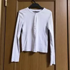 UNIQLO リブヘンリーネックT 長袖 ライトブルー L