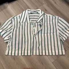 ストライプ クロップドシャツ 半袖
