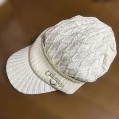 Mercedes ケーブル編みニット帽 ホワイト