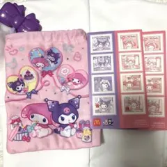 マクドナルド　ハッピーセット　サンリオ　クロミ　リボンチャーム巾着　ステッカー